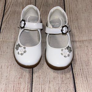 White patent dress shoe